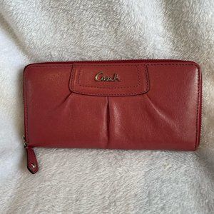 Purple Coach Long Zip Around Wallet